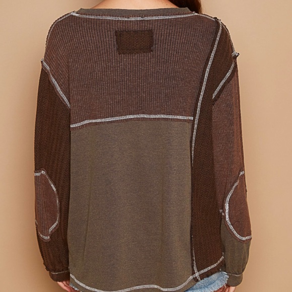 New POL V Neck Balloon Sleeve Thermal Sweater - Picture 3 of 6